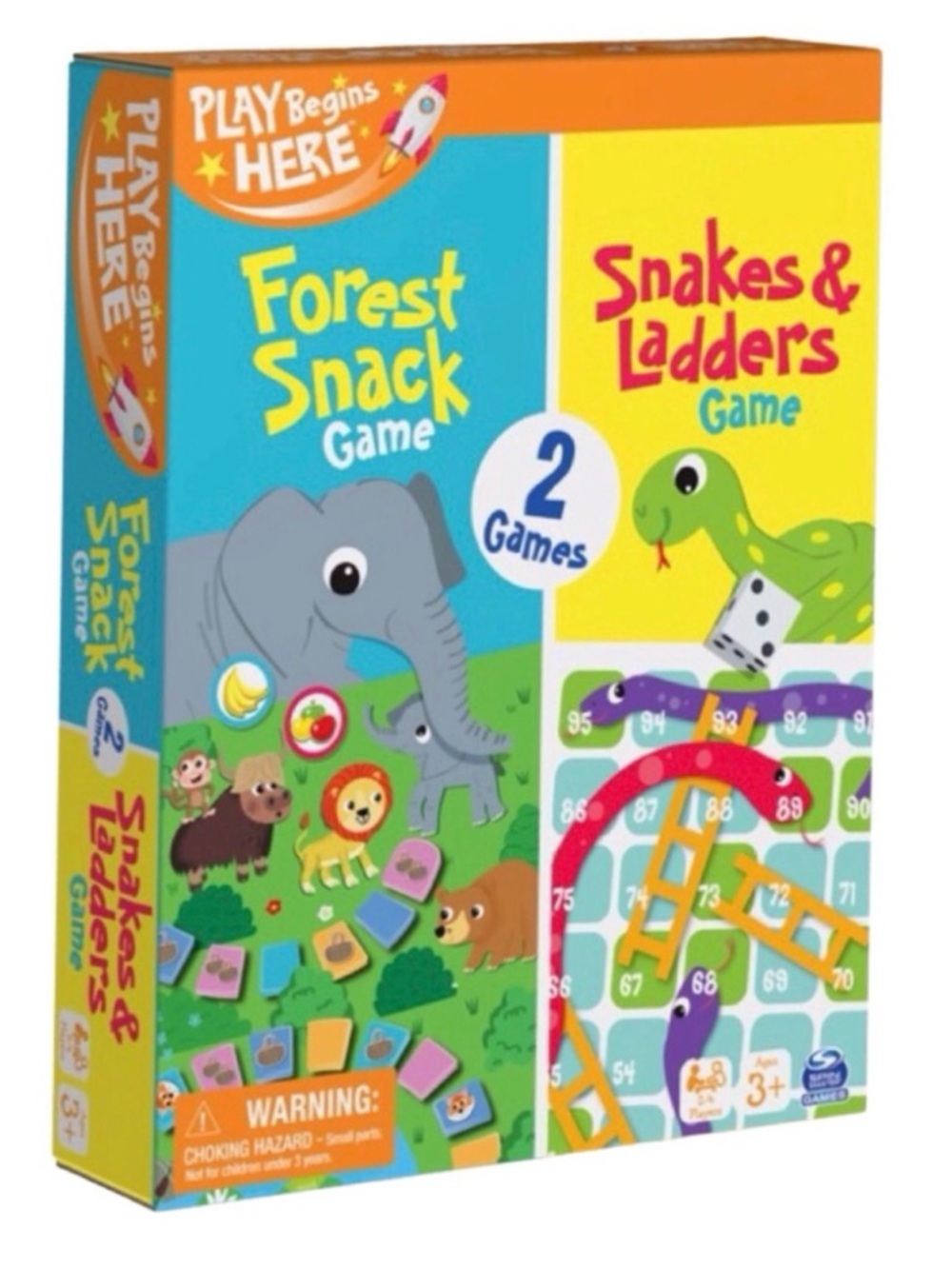 Spin Master Play Begins Here 2-in-1 Set: Forest Snack Game & Snakes & Ladders